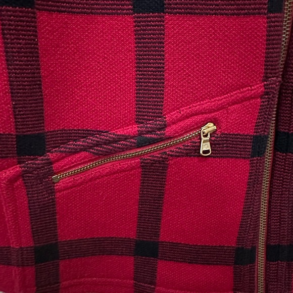 Ralph Lauren Windowpane Red/Black Full Zip Sweater SZ LGE - Picture 8 of 8